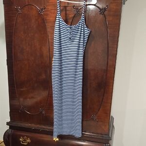 No Boundaries Navy and Light Blue Striped Top